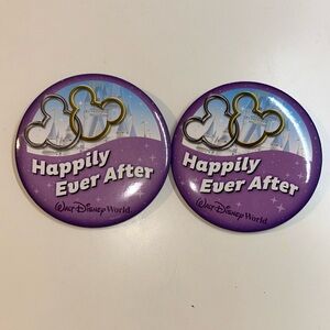Disney World Happily Ever After Party badges - Purple and Gold